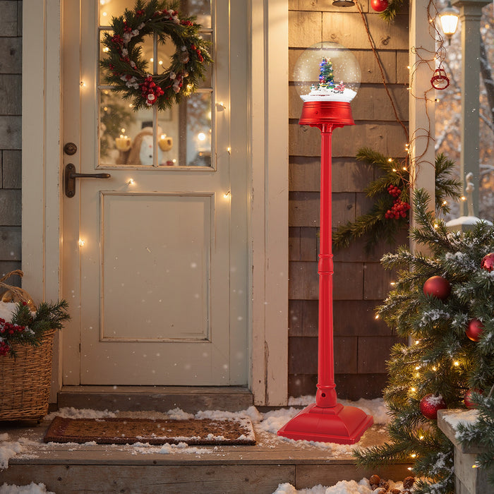 5 Feet Musical Christmas Street Lamp Snow Globe Lantern on Stand with 8 Tunes-