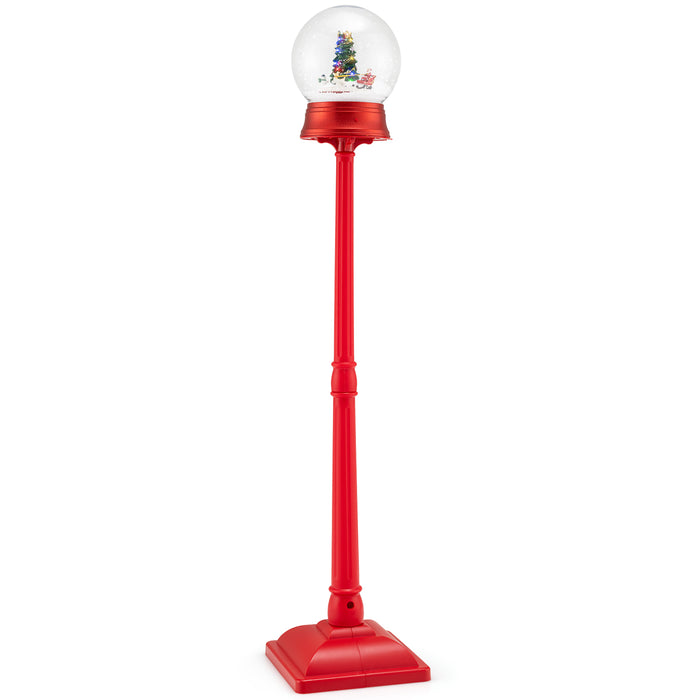 5 Feet Musical Christmas Street Lamp Snow Globe Lantern on Stand with 8 Tunes-