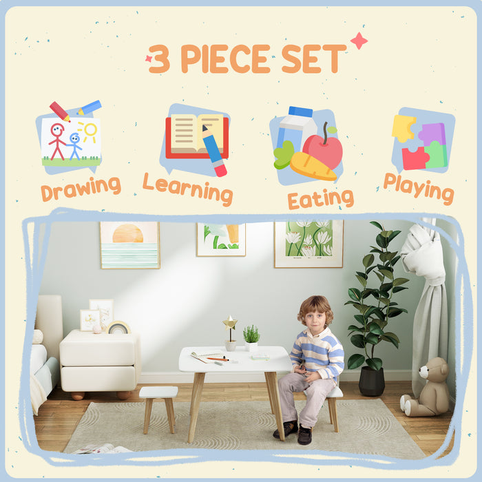 AIYAPLAY Kids Table and Chair Set, 3 Pieces Toddler Furniture Set for Playroom, Bedroom, Boys and Girls Aged 3-8 Years | Aosom UK
