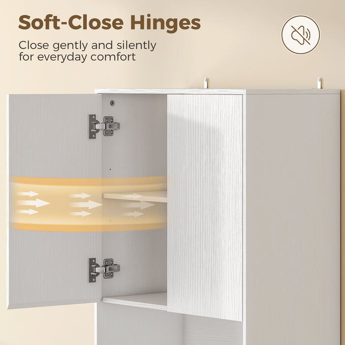 HOMCOM 170 cm Kitchen Pantry Cabinet, Freestanding Storage Cabinet with Soft-Close Hinges, White Wood Effect