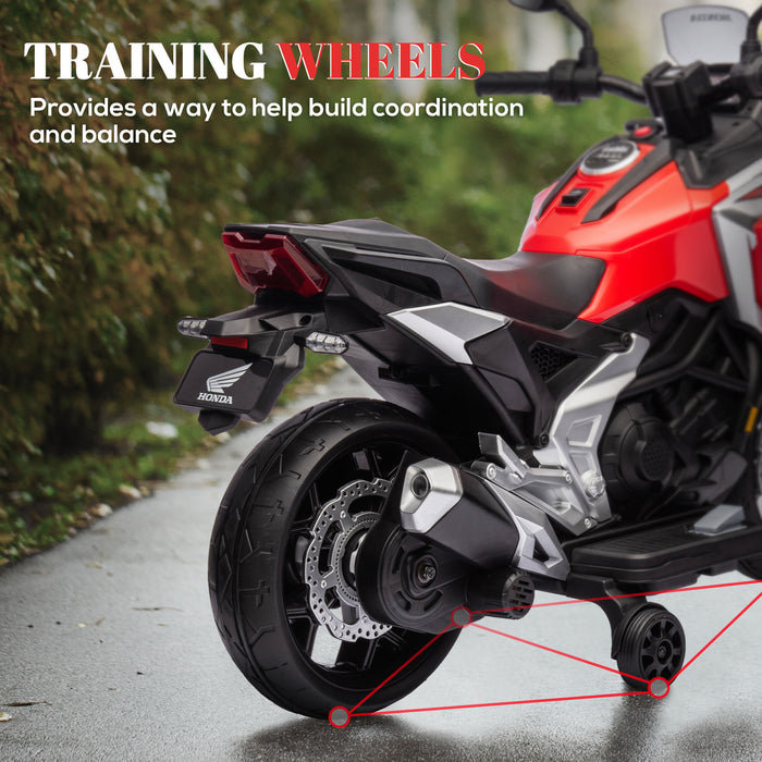 Honda 12V Children's Electric Motorcycle - with Built-In Music, Bright Headlights & Educational Features - Perfect Ride-on Toy for Kids Aged 3-6, Vibrant Red