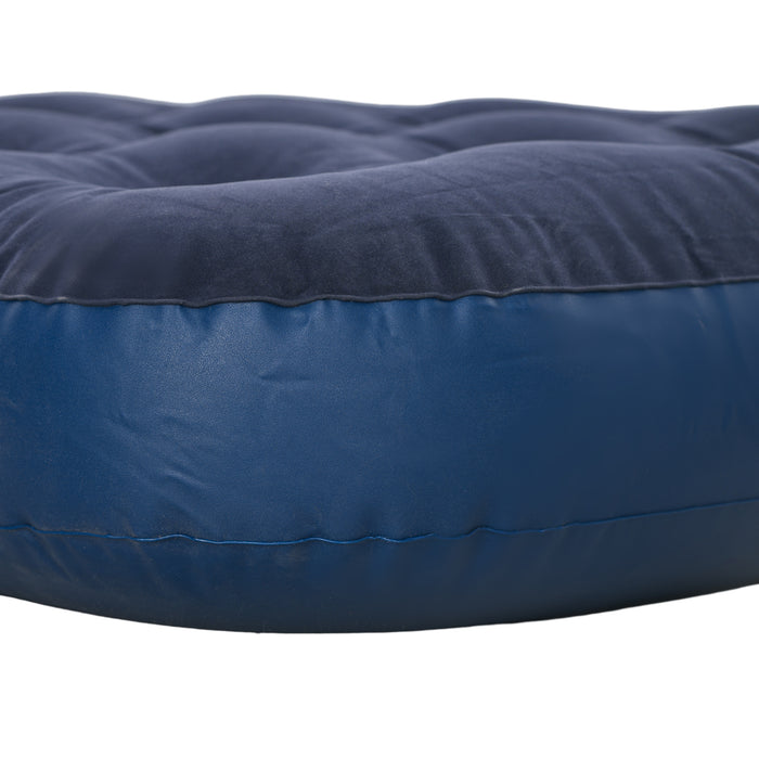 Outsunny Single Air Mattress with Hand Pump, Portable Air Bed with Flocked Surface, 191 x 73 x 22cm, Blue