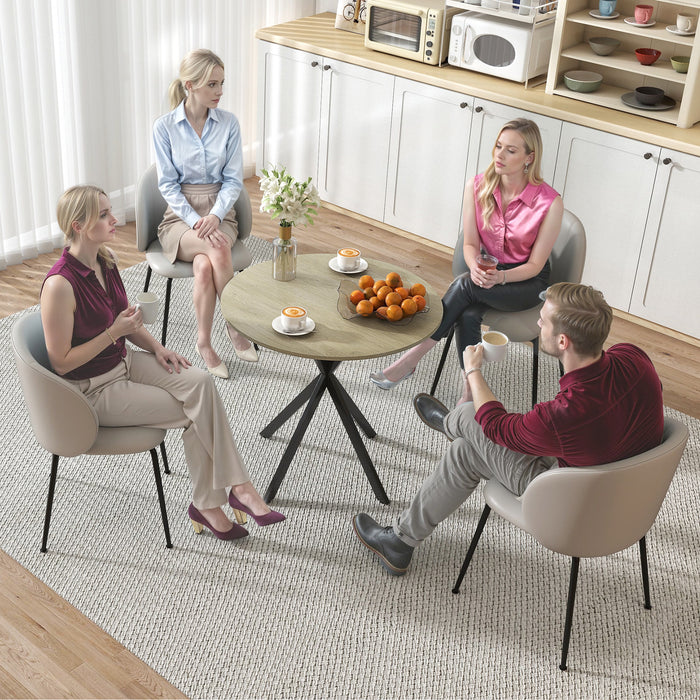 HOMCOM 80cm Industrial Round Dining Table - Oak