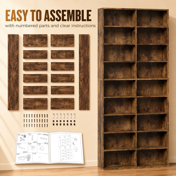 HOMCOM 640 CD Storage Tower - Rustic Brown