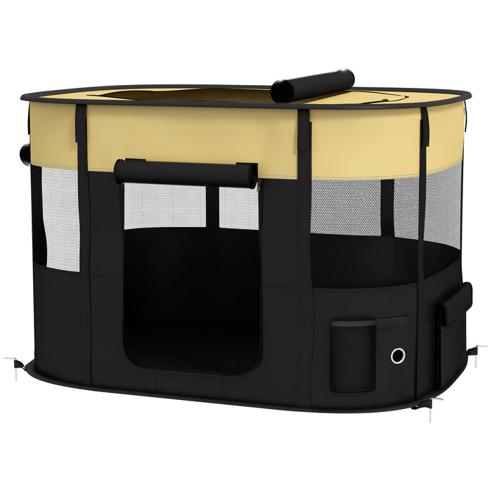 Foldable Canine Playpen - Indoor/Outdoor Pet Enclosure with Convenient Storage Bag - Ideal for Puppy Play & Training, Yellow