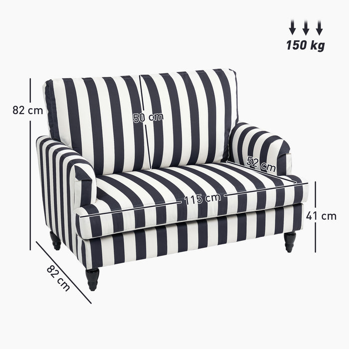 HOMCOM Modern Accent Chair, Velvet Single Sofa Armchair with Stripe, Turned Legs and Wide Seat, Upholstered Snuggle Chair for Living Room, Bedroom, Black and White
