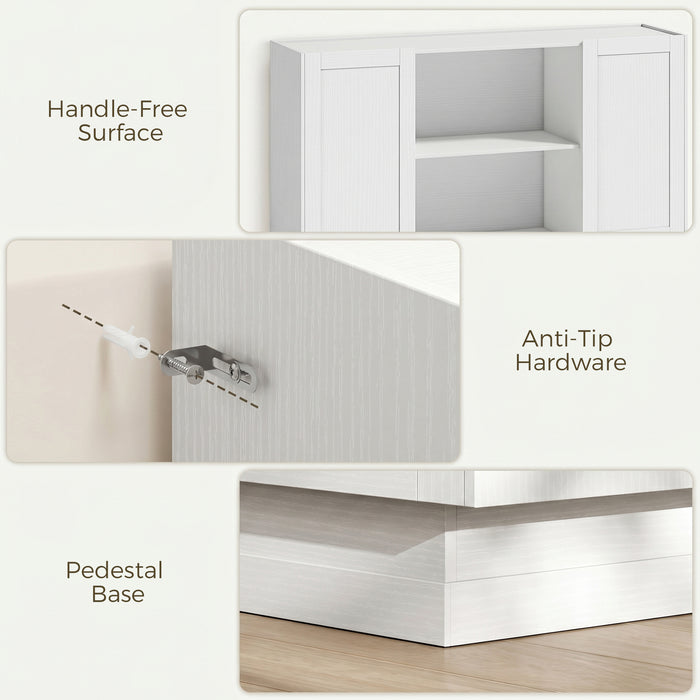 HOMCOM Sideboard Buffet Cabinet, 133 cm Storage Cabinet with 2 Open Shelves, 2 Cupboards and Soft Close Doors, White