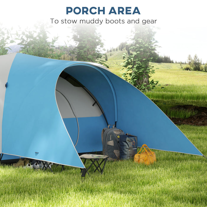 Family Camping Retreat - 3000mm Waterproof Tent for 5-6 People with Porch and Sewn-In Groundsheet - Ideal Portable Shelter with Carry Bag for Group Outings in Blue