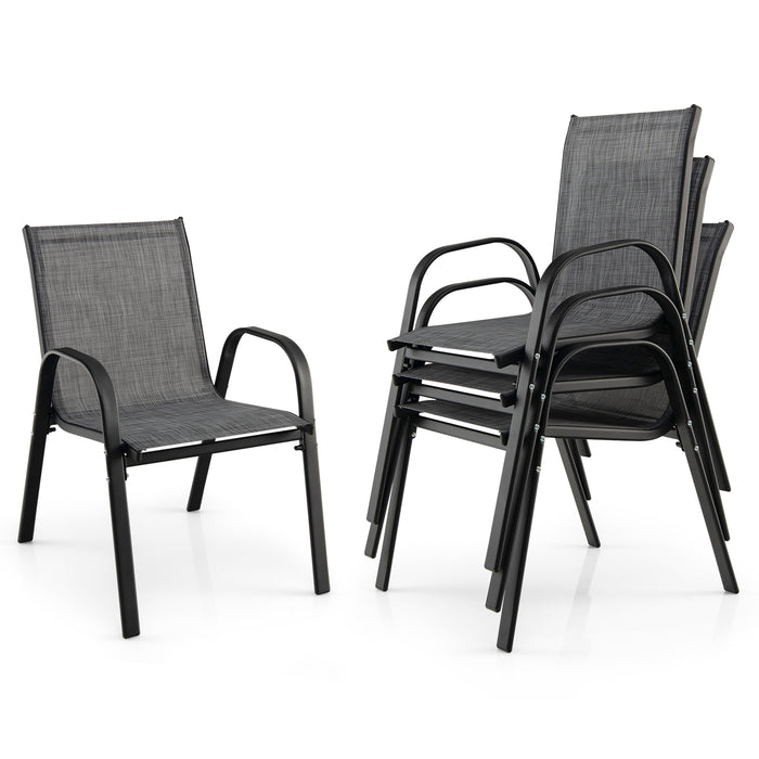 Resistant Construction - Smart Design Home Furniture, 2-Pack Stacking Dining Chairs - Ideal for Outdoor Eating & Entertaining Spaces