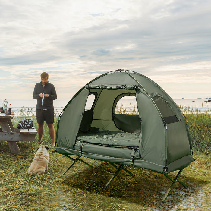 1/2 Person Foldable Camping Tent with Air Mattress Sleeping Bag-