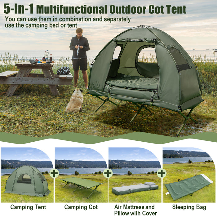 1/2 Person Foldable Camping Tent with Air Mattress Sleeping Bag-