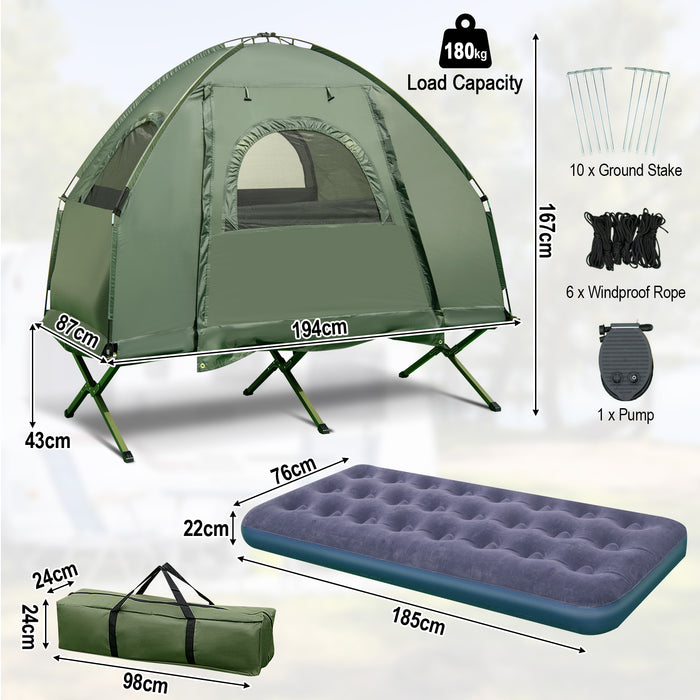 1/2 Person Foldable Camping Tent with Air Mattress Sleeping Bag-
