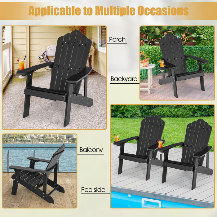 Adirondack Chair with Movable Cup Holder for Fire Pit Beach Deck -White