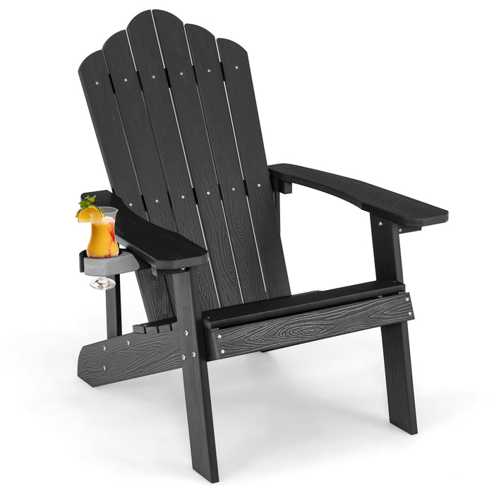 Adirondack Chair with Movable Cup Holder for Fire Pit Beach Deck -White