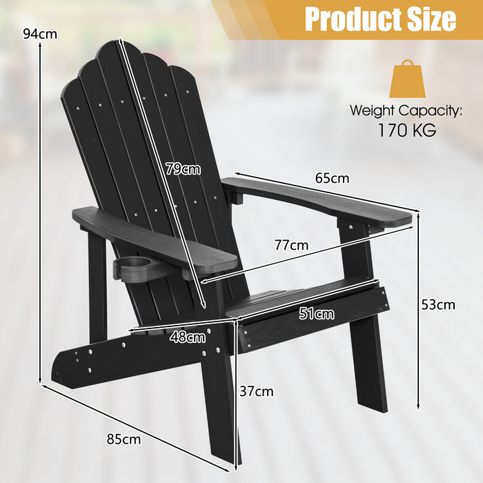 Adirondack Chair with Movable Cup Holder for Fire Pit Beach Deck -White