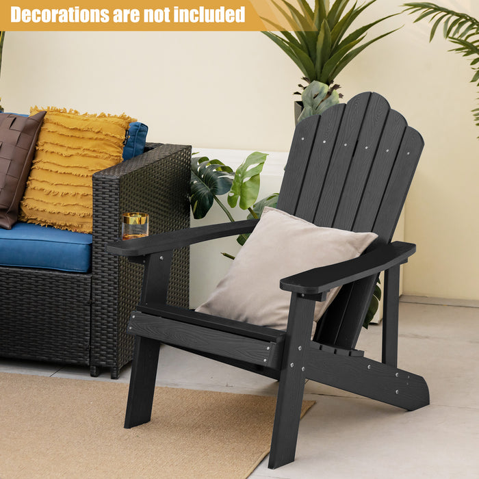 Adirondack Chair with Movable Cup Holder for Fire Pit Beach Deck -White