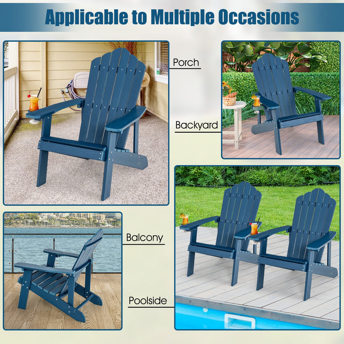 Adirondack Chair with Movable Cup Holder for Fire Pit Beach Deck -White