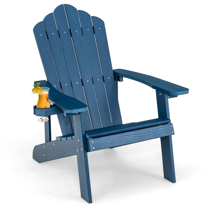 Adirondack Chair with Movable Cup Holder for Fire Pit Beach Deck -White