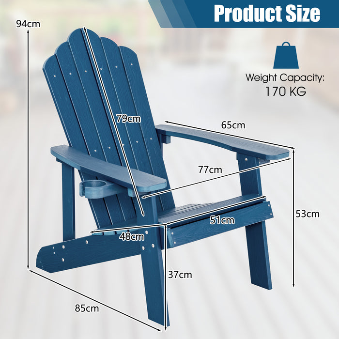 Adirondack Chair with Movable Cup Holder for Fire Pit Beach Deck -White
