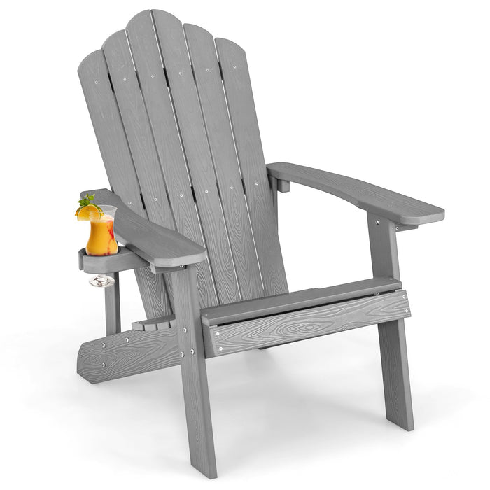 Adirondack Chair with Movable Cup Holder for Fire Pit Beach Deck -White