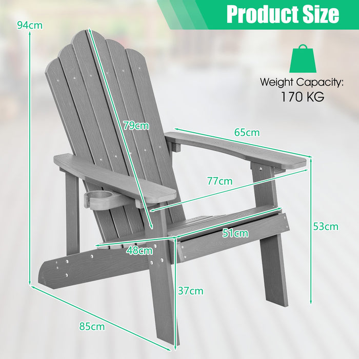 Adirondack Chair with Movable Cup Holder for Fire Pit Beach Deck -White