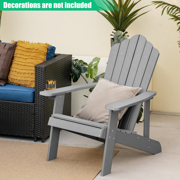 Adirondack Chair with Movable Cup Holder for Fire Pit Beach Deck -White