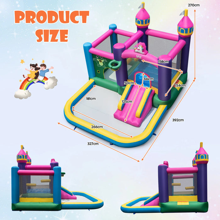 6-in-1 Large Blow up Bouncer Castle with Slide 680W Blower for Kids 3-