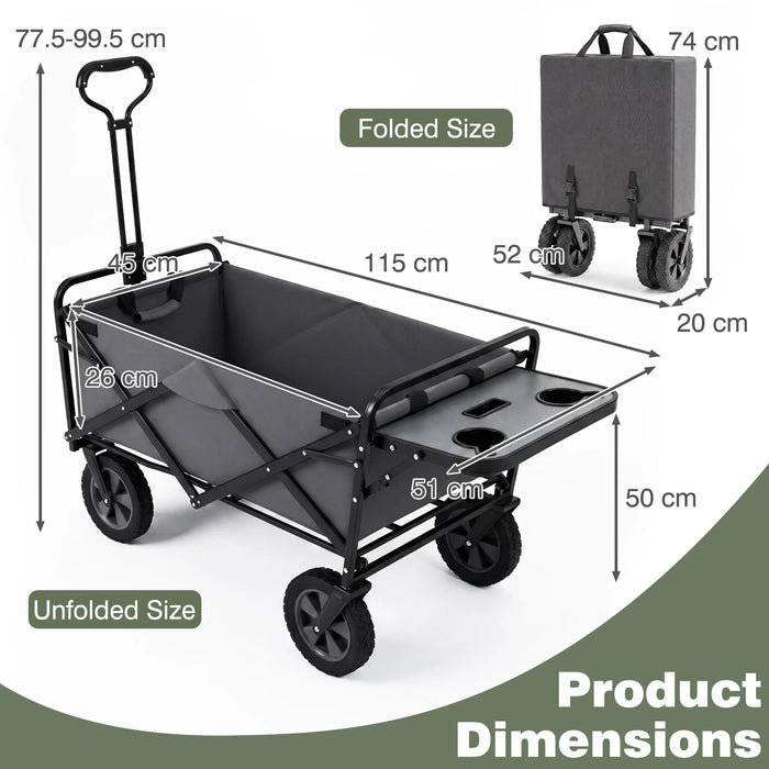 Collapsible Wagon Cart with Flexible Handle and Cup Holders-