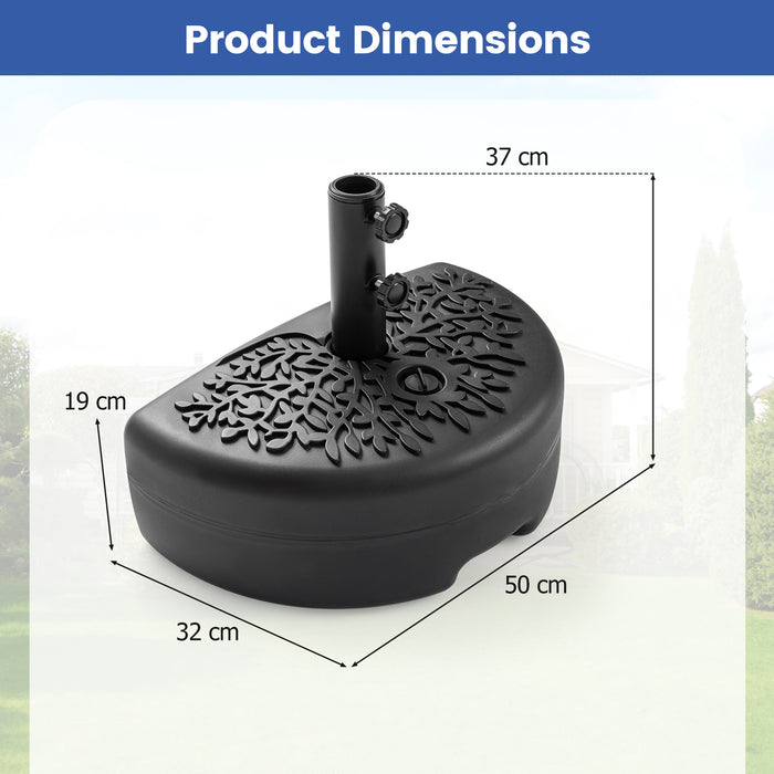 Half Round Patio Umbrella Base Fillable Stand with Decorative Patterns-