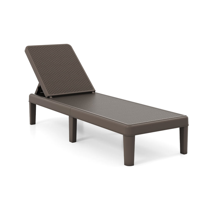 Outdoor Chaise Lounger Chair 4-Position Reclining Chair with Waterproof Rattan Textured PP Surface-