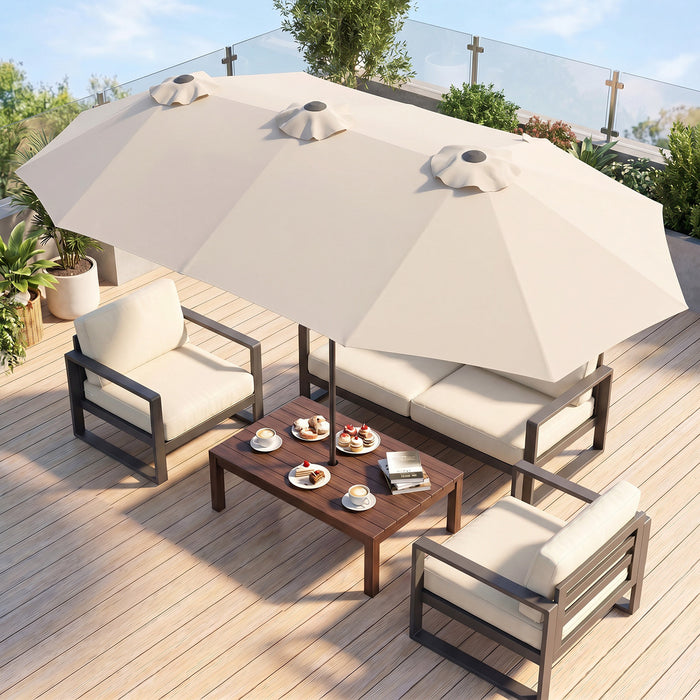 375cm Double-Sided Patio Umbrella with Crank Handle for Garden-