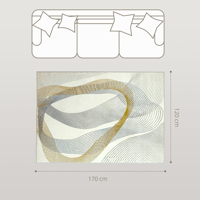 HOMCOM Modern Area Rug, Machine Washable Rug, Allergy-Friendly Floor Carpet for Living Room, Bedroom, Dining Room, Home Office, 170 x 120 cm, Cream White