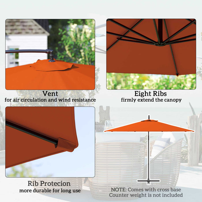 Outsunny 2.45m Overhanging Cantilever Parasol, with Cross Base - Orange