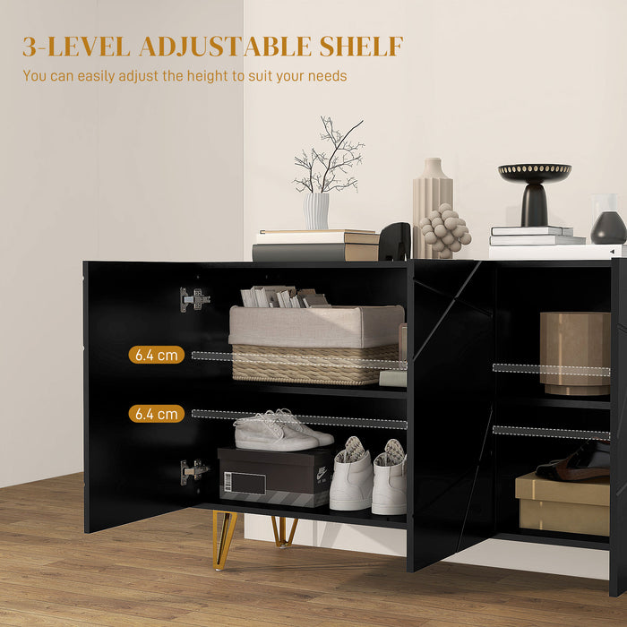 Modern Luxe High Gloss Sideboard - Stylish Storage Cabinet with Sleek Hairpin Legs in White - Elegant Organizational Solution for Contemporary Homes