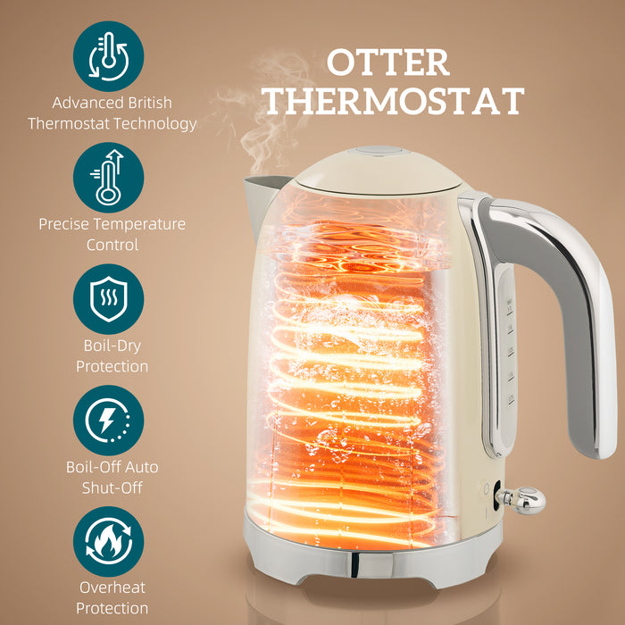 HOMCOM Retro Toaster and Kettle Set - Cream