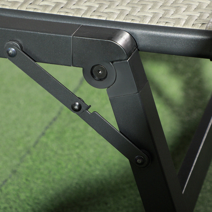 Outsunny Foldable Outdoor PE Rattan Sun Lounger Set of 2, Patio Wicker Recliners Lounge Chair w/ 5-Level Adjustable Backrest, for Poolside, Garden, Mixed Grey | Aosom UK