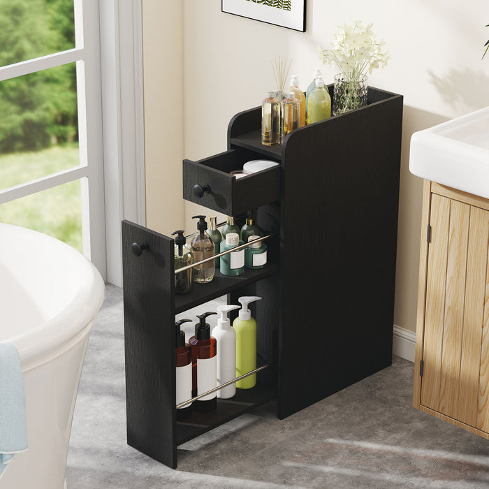 Narrow Bathroom Storage Cabinet with Slide-Out Drawer-