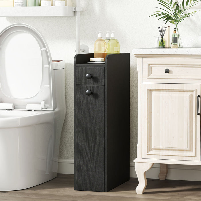 Narrow Bathroom Storage Cabinet with Slide-Out Drawer-
