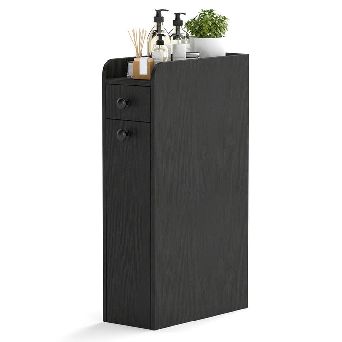 Narrow Bathroom Storage Cabinet with Slide-Out Drawer-