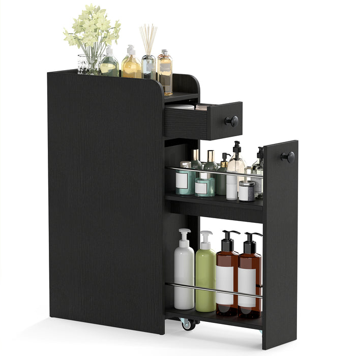 Narrow Bathroom Storage Cabinet with Slide-Out Drawer-