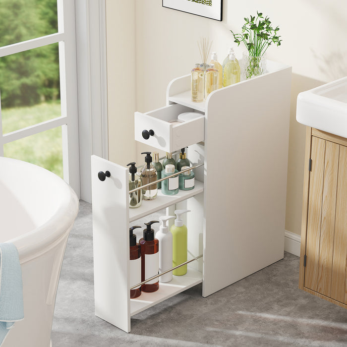 Narrow Bathroom Storage Cabinet with Slide-Out Drawer-