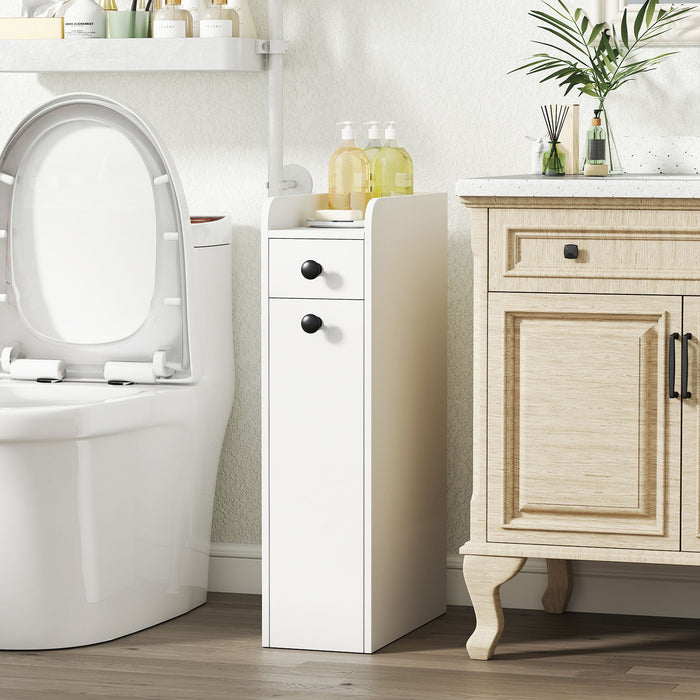 Narrow Bathroom Storage Cabinet with Slide-Out Drawer-