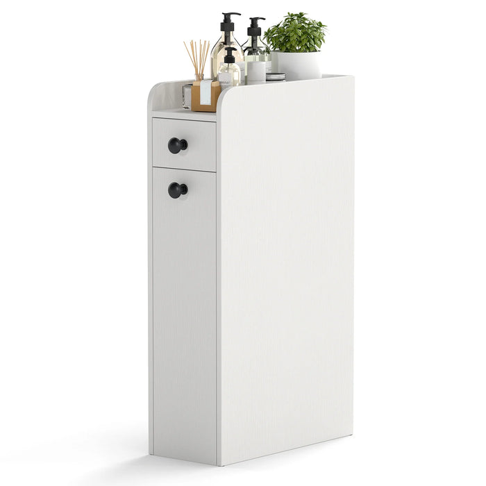 Narrow Bathroom Storage Cabinet with Slide-Out Drawer-