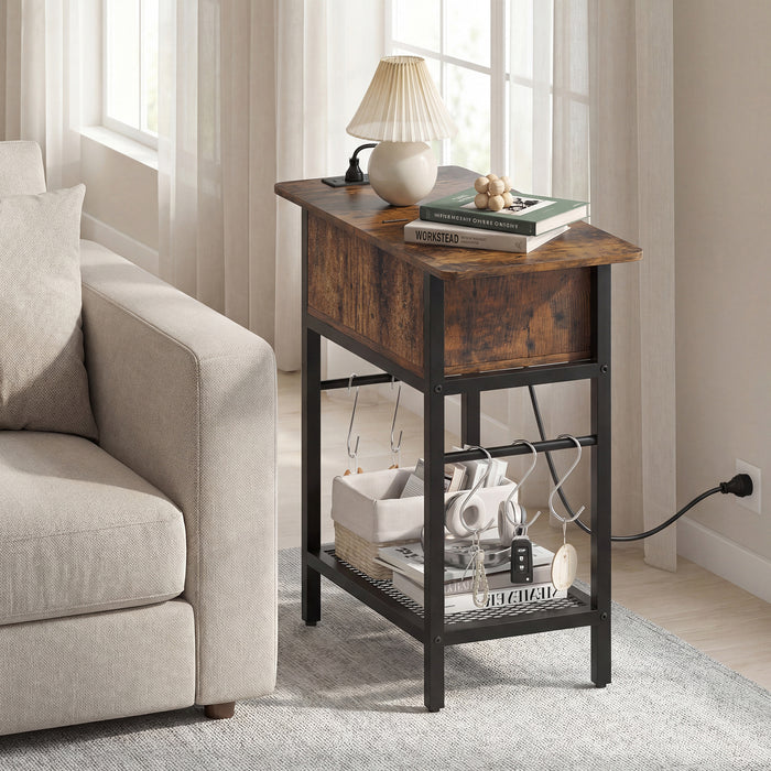 Narrow End Table Skinny Sofa Side Table for Small Space-