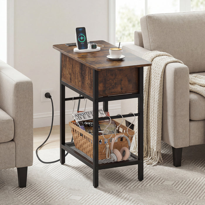 Narrow End Table Skinny Sofa Side Table for Small Space-