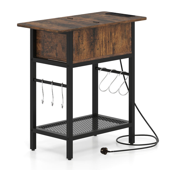 Narrow End Table Skinny Sofa Side Table for Small Space-