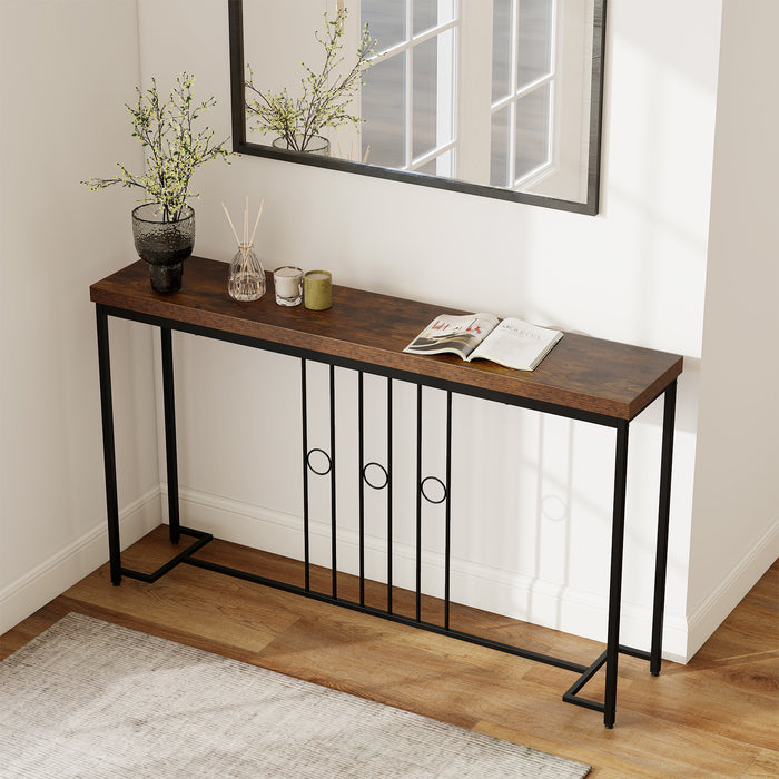 140CM Narrow Entryway Table with H-Shaped Base and Spacious tabletop-