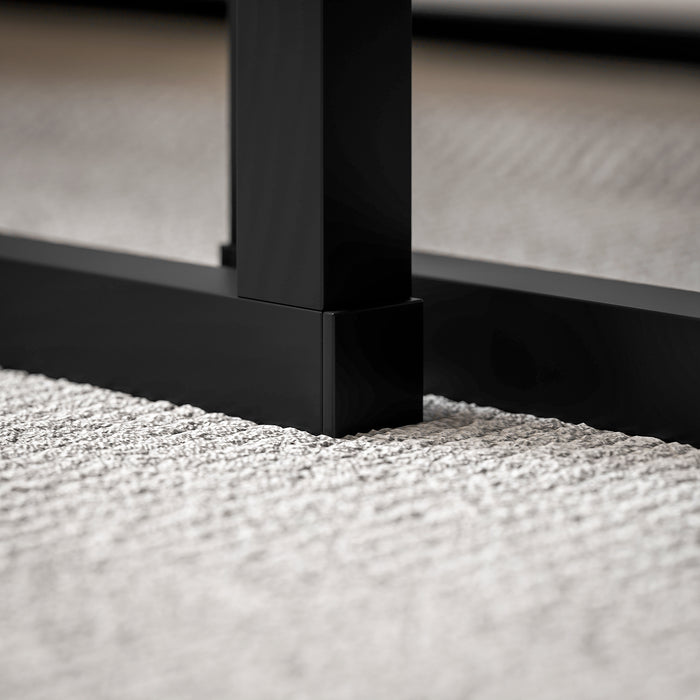 HOMCOM Coffee Tables Set of 2, Industrial Nest of Tables with Metal Frame for Living Room Bedroom, Dark Grey Marble Effect