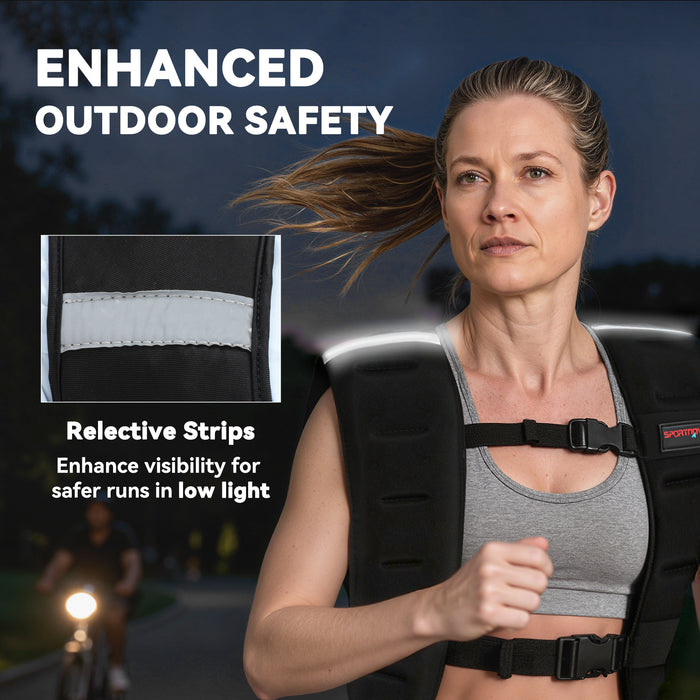 SPORTNOW Weighted Vest, 5 kg Weight Vest with Adjustable Straps, Reflective Strips, Black