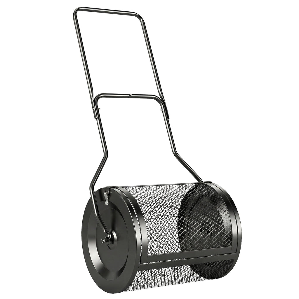 Outsunny Compost Spreader, 20" Peat Moss Spreader with Detachable U-Shaped Handle and Metal Mesh Basket